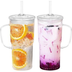 NEW Tumblers w/ Lids‎ & Straws 20oz 2-PK